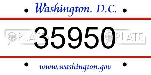 35950 District Of Columbia License Plate