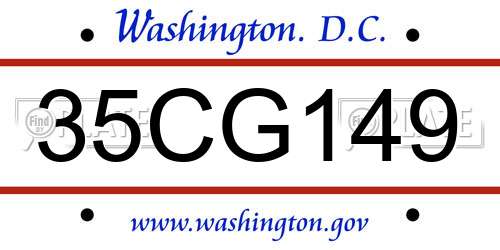 35CG149 District Of Columbia License Plate