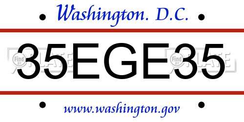 35EGE35 District Of Columbia License Plate