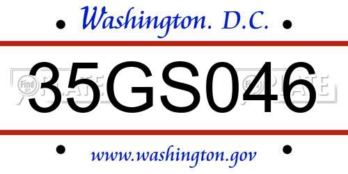 35GS046 District Of Columbia License Plate