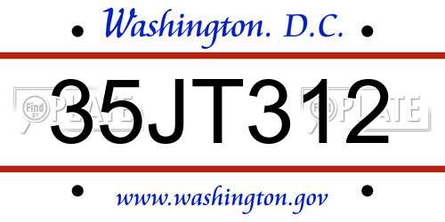 35JT312 District Of Columbia License Plate