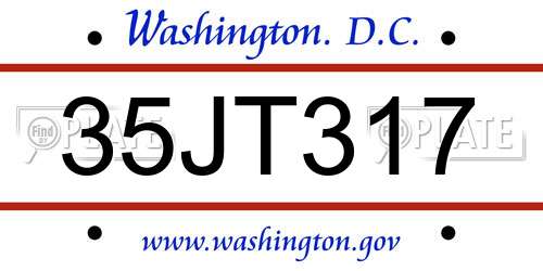 35JT317 District Of Columbia License Plate