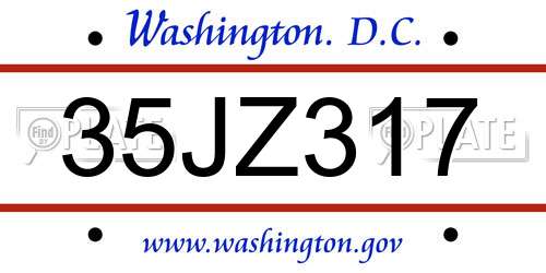 35JZ317 District Of Columbia License Plate