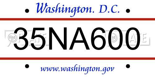 35NA600 District Of Columbia License Plate