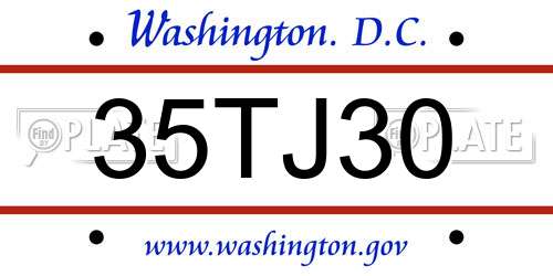 35TJ30 District Of Columbia License Plate