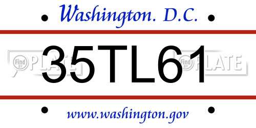 35TL61 District Of Columbia License Plate