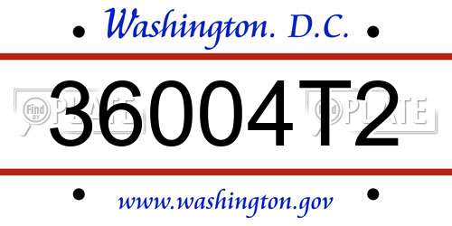 36004T2 District Of Columbia License Plate