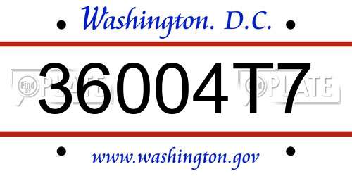 36004T7 District Of Columbia License Plate