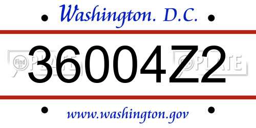 36004Z2 District Of Columbia License Plate
