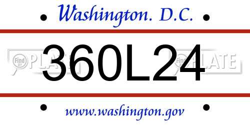 360L24 District Of Columbia License Plate