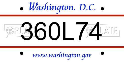 360L74 District Of Columbia License Plate