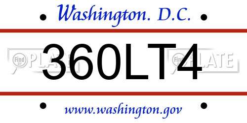 360LT4 District Of Columbia License Plate