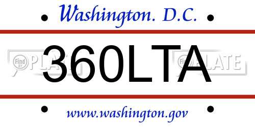 360LTA District Of Columbia License Plate