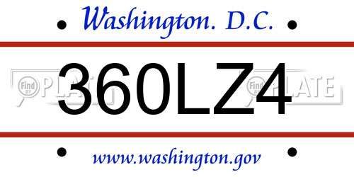 360LZ4 District Of Columbia License Plate
