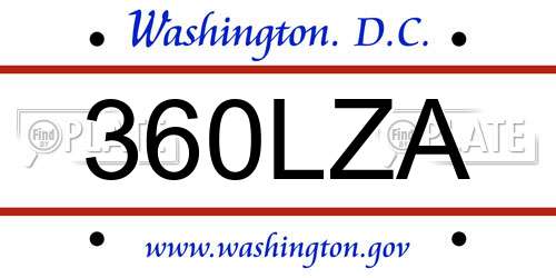 360LZA District Of Columbia License Plate