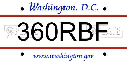 360RBF District Of Columbia License Plate