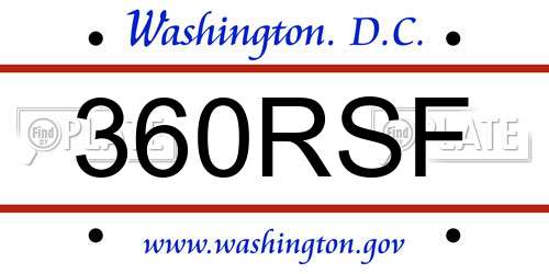 360RSF District Of Columbia License Plate