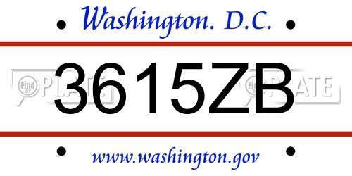 3615ZB District Of Columbia License Plate