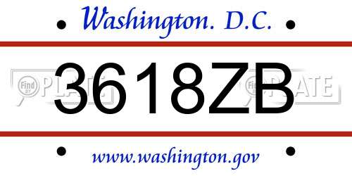 3618ZB District Of Columbia License Plate