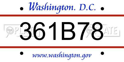 361B78 District Of Columbia License Plate