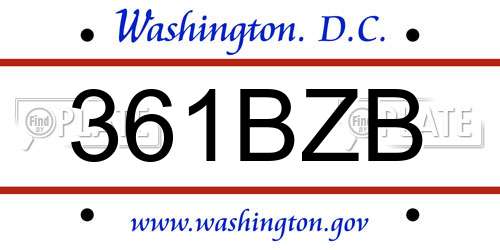 361BZB District Of Columbia License Plate