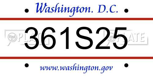 361S25 District Of Columbia License Plate