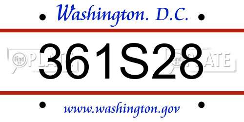 361S28 District Of Columbia License Plate