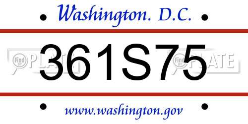 361S75 District Of Columbia License Plate