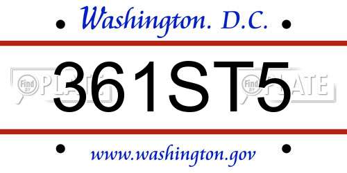 361ST5 District Of Columbia License Plate