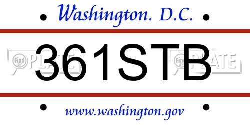 361STB District Of Columbia License Plate
