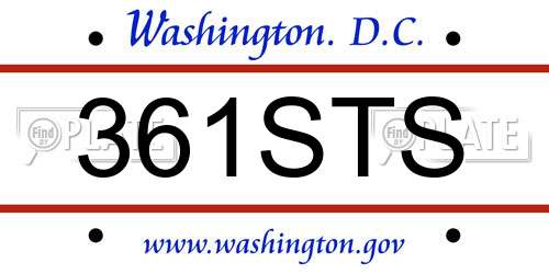 361STS District Of Columbia License Plate