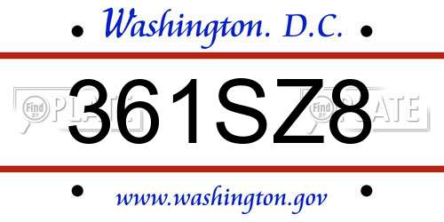 361SZ8 District Of Columbia License Plate