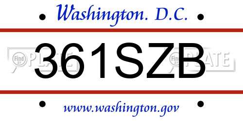 361SZB District Of Columbia License Plate