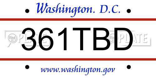 361TBD District Of Columbia License Plate
