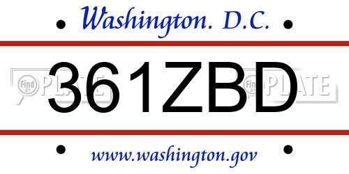 361ZBD District Of Columbia License Plate