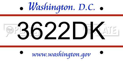3622DK District Of Columbia License Plate