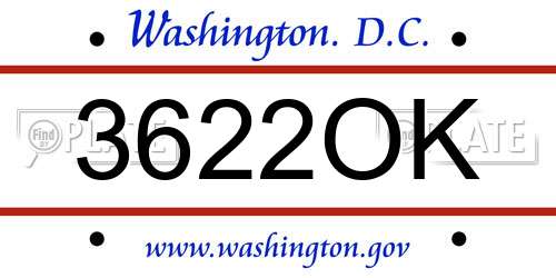 3622OK District Of Columbia License Plate