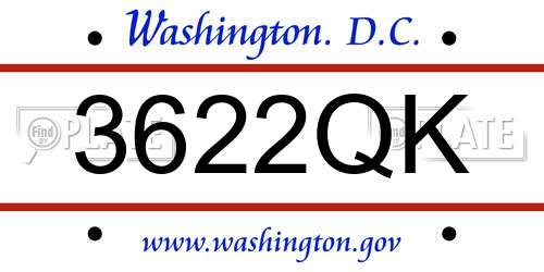 3622QK District Of Columbia License Plate