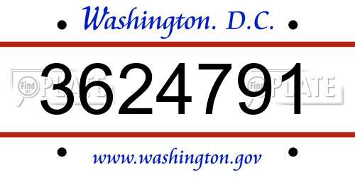 3624791 District Of Columbia License Plate