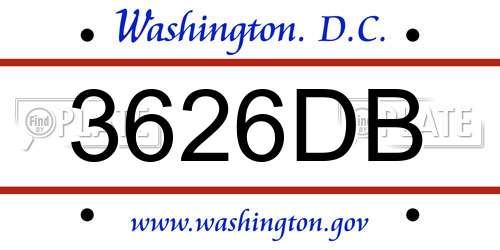 3626DB District Of Columbia License Plate