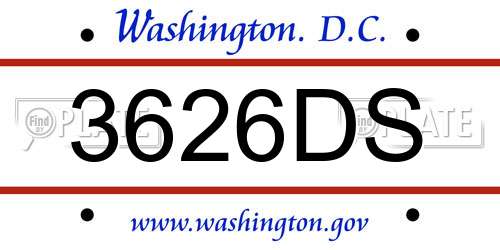 3626DS District Of Columbia License Plate