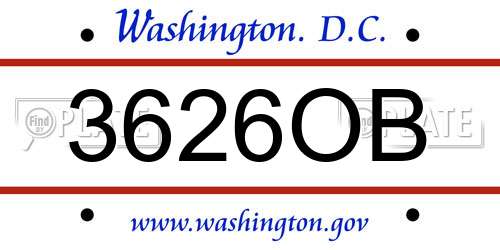 3626OB District Of Columbia License Plate