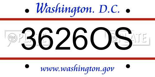 3626OS District Of Columbia License Plate