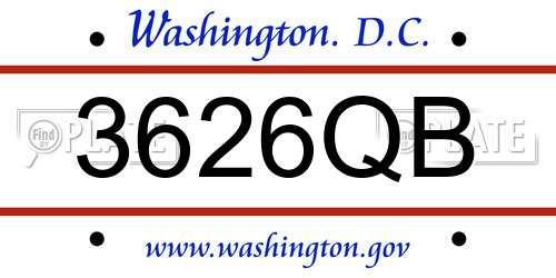 3626QB District Of Columbia License Plate