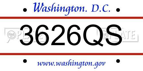 3626QS District Of Columbia License Plate