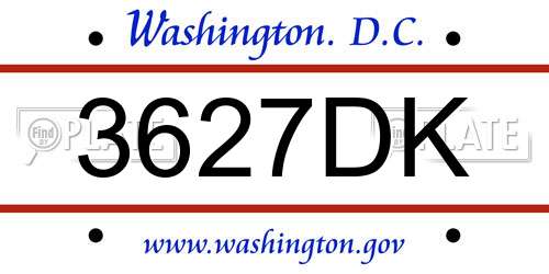 3627DK District Of Columbia License Plate
