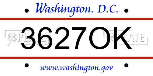 3627OK District Of Columbia License Plate