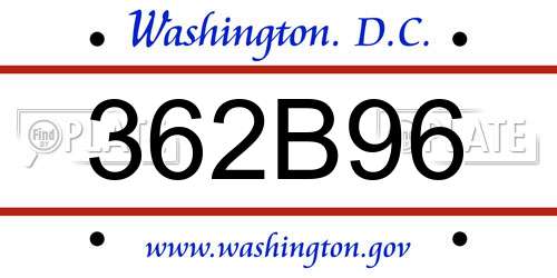 362B96 District Of Columbia License Plate