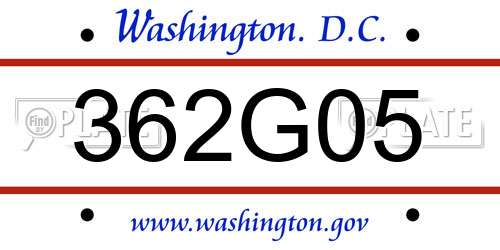362G05 District Of Columbia License Plate