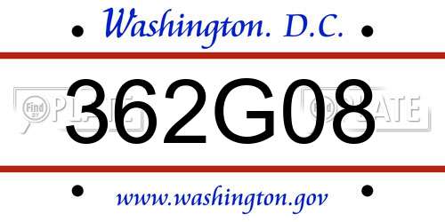 362G08 District Of Columbia License Plate